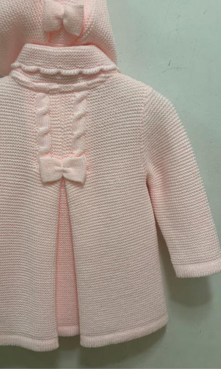 Abrigo de punto+capota en rosa | Chelo's infantil
